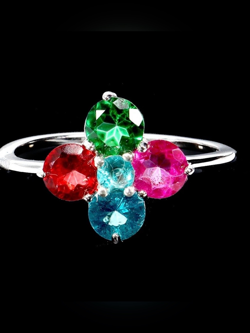 Neon TOPAZ‼️ 14k over Sterling. Ring sz-7 , Earrings, Pendant & Chai - Picture 3 of 12